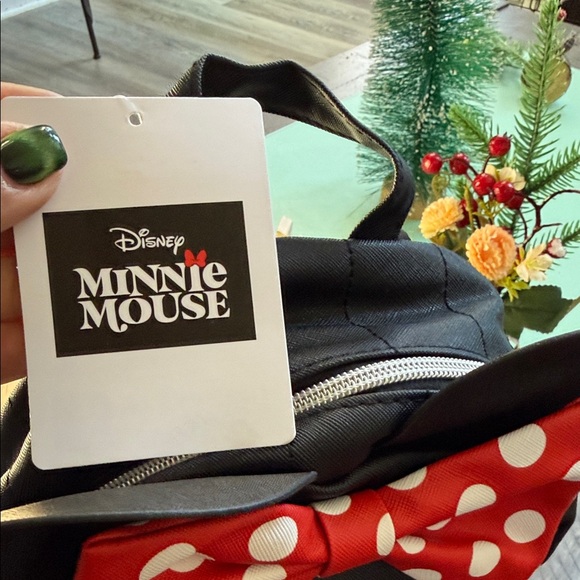 Disney Minnie Mouse Kids Backpack - Black with Red Polka Dot Bow - Picture 3 of 9